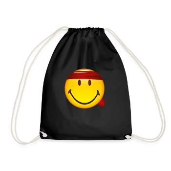 Smiley Glossy Fighter - Drawstring Bag - black - Front