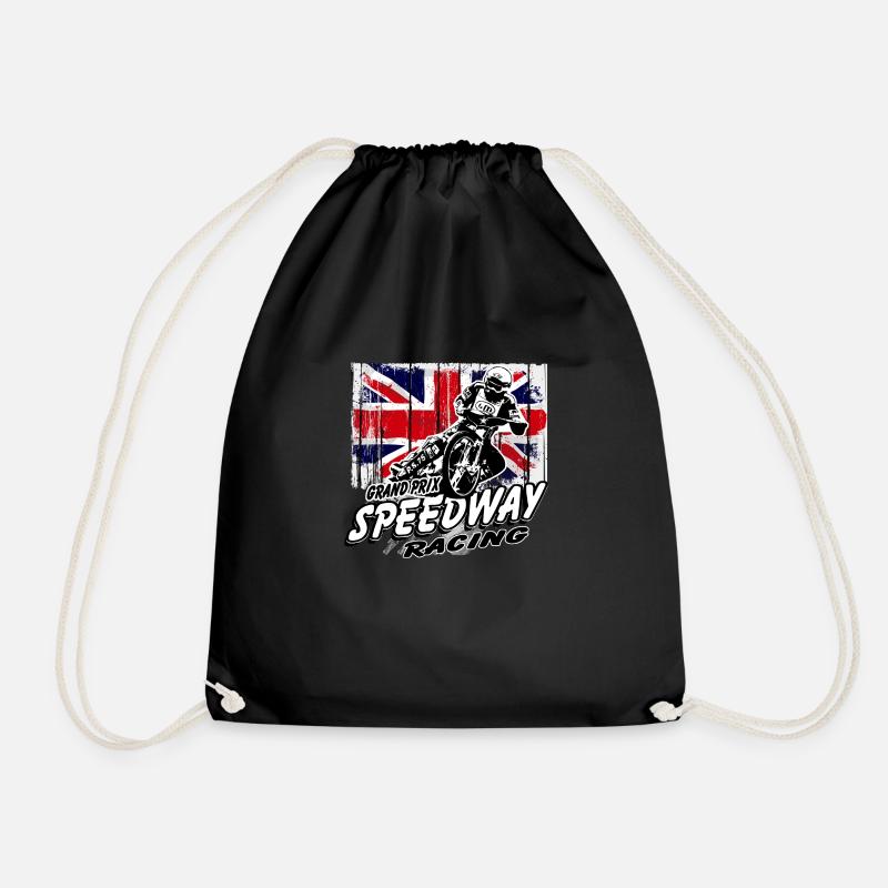 UK Speedway - Vintage Union Jack - Drawstring Bag - black