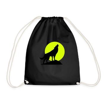 Wolf und Vollmond - Turnbeutel - Schwarz - Vorne