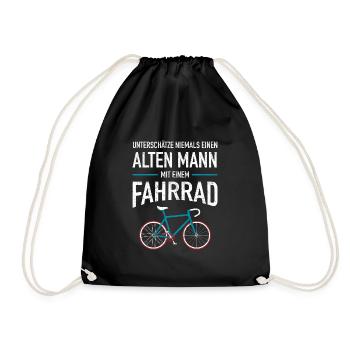 Alter Mann Mit Fahrrad - Radfahrer Radsport Biker - Drawstring Bag - black - Front