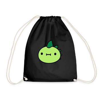 dinosaur head face - Drawstring Bag - black - Front