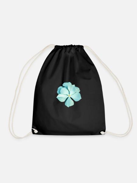 blue flower - Drawstring Bag - black