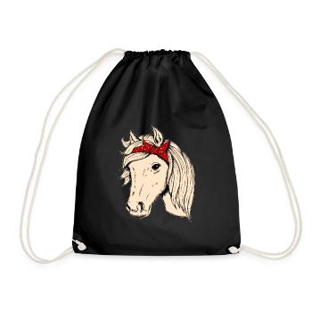 Tête de cheval avec chiffon cavalier cavalier cadeau cheval - Sac de sport léger - noir - Devant