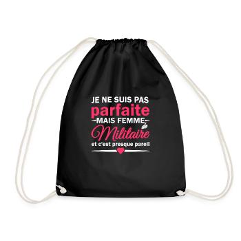 Je ne suis pas parfaite mais Femme de Militaire - Sac de sport léger - noir - Devant