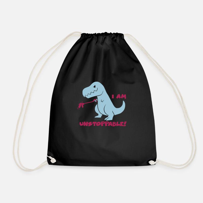 T-REX - I AM UNSTOPPABLE! (Blue) - Drawstring Bag - black