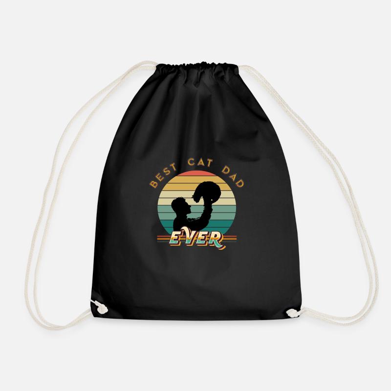 Best Cat Dad Ever - Drawstring Bag - black