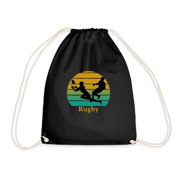 coucher soleil rugby - Sac de sport léger - noir - Devant