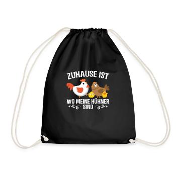 Hühner T-Shirt für Huhn Bauern, Hühnerbauer - Turnbeutel - Schwarz - Vorne