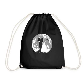 Vollmond und Golfspieler - Golf - Turnbeutel - Schwarz - Vorne