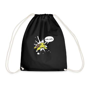 Funky turtle says pulu pulu - Drawstring Bag - black - Front