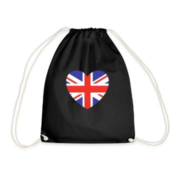 Drapeau du cœur britannique - Sac de sport léger - noir - Devant