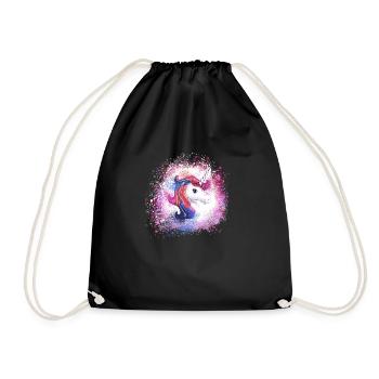 einhorn ,kopf, rosa,pferd, graffiti,malerei - Turnbeutel - Schwarz - Vorne