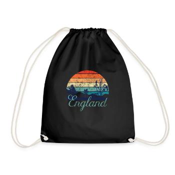 Retro Color Distressed Design England Travel Campi - Turnbeutel - Schwarz - Vorne
