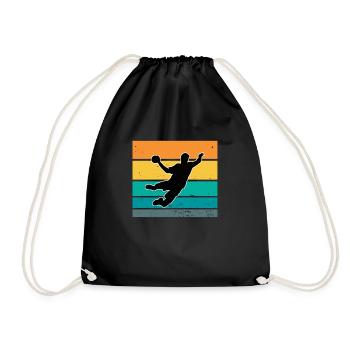 Handball fan Retro Handballer Motiv Vintage - Turnbeutel - Schwarz - Vorne