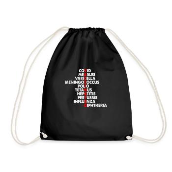 vaccine words - Drawstring Bag - black - Front