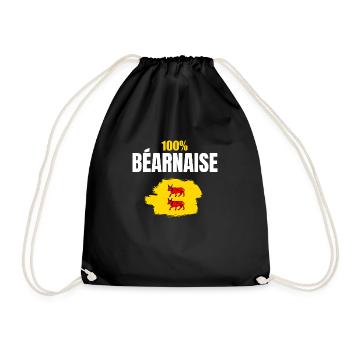 100 % bearnaise - cadeau Femme béarn - béarnais - Sac de sport léger - noir - Devant