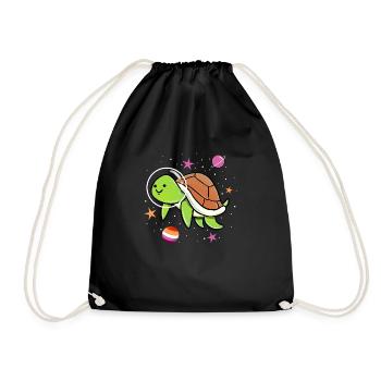 Lesbian Turtle Orange Pink Lesbian Pride - Drawstring Bag - black - Front