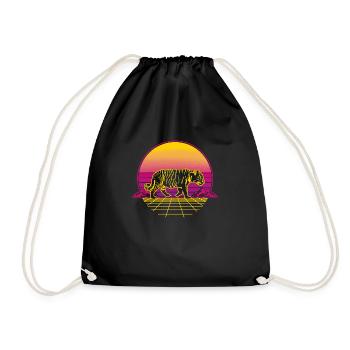 Tiger Big Cat Jungle Rétro Vintage Retrowave - Sac de sport léger - noir - Devant