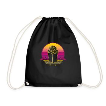 Popcorn Cinema Retro Vintage Retro Wave - Drawstring Bag - black - Front