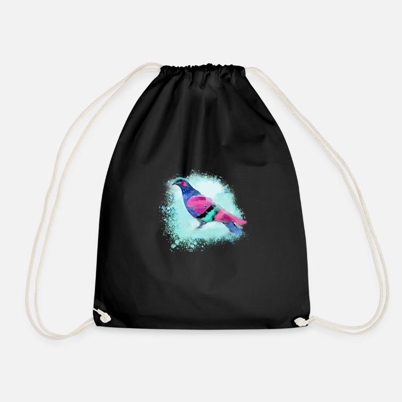 bunte taube,taube,vogel,aquarell,graffiti - Turnbeutel - Schwarz