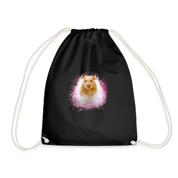 hamster, graffiti, peinture, rose, hamster doré - Sac de sport léger - noir - Devant