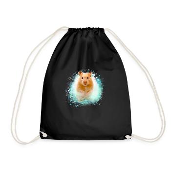 hamster, graffiti, peinture, vert, hamster doré - Sac de sport léger - noir - Devant