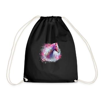 haflinger,horse,graffiti, painting, horse's head,colorful - Drawstring Bag - black - Front
