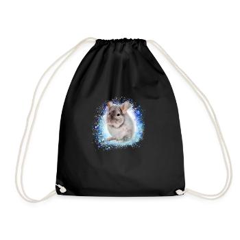 chinchilla, graffiti, peintre, bleu, animal de compagnie, - Sac de sport léger - noir - Devant
