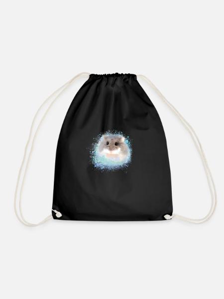 dwarf hamster,hamster,brown,graffiti,painting - Drawstring Bag - black