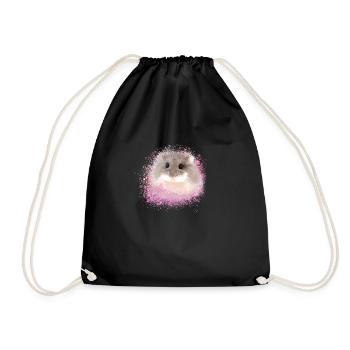 dwarf hamster,hamster,pink,graffiti,painting - Drawstring Bag - black - Front