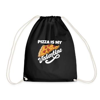Pizza Is My Valentine Anti Valentine's Day Single - Turnbeutel - Schwarz - Vorne