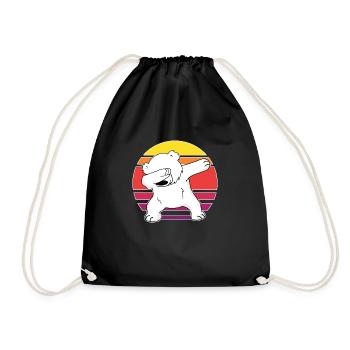 dab dabbing polar bear cool bear climate polar bear art - Drawstring Bag - black - Front