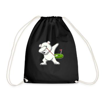 dab dabbing polar bear golf cute golf club animals art - Drawstring Bag - black - Front