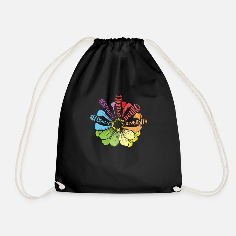 Embrace Neurodiversity Rainbow Sunflower - Turnbeutel - Schwarz