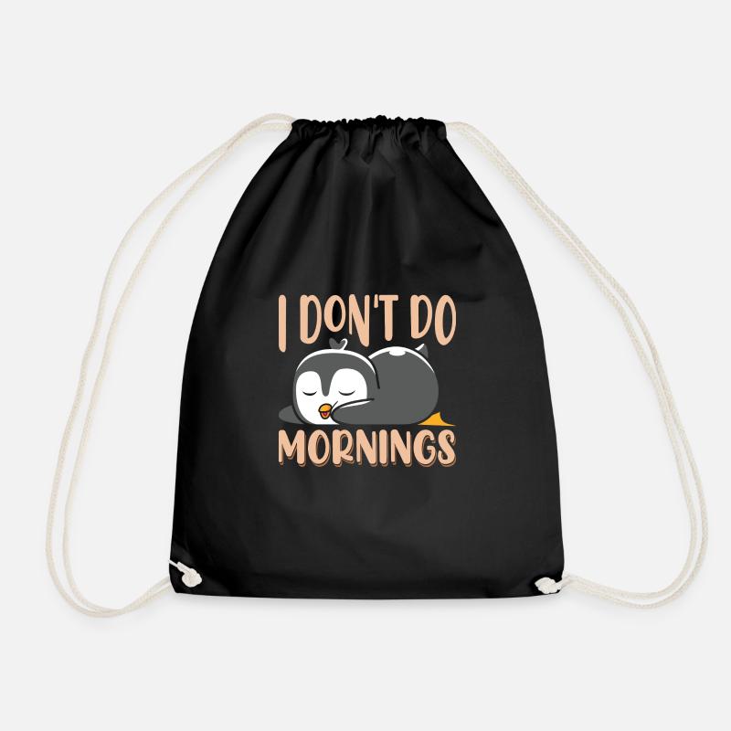 I don't do mornings - Drawstring Bag - black