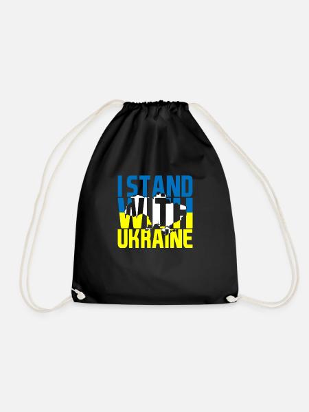 I Stand With Ukraine Landkarte Ukraine - Turnbeutel - Schwarz