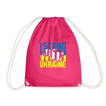 I Stand With Ukraine Map Ukraine - Drawstring Bag - fuchsia - Front