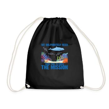 With Dolphins Swimming Dolphin Ocean Sea Mammal - Drawstring Bag - black - Front