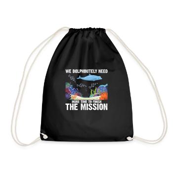 With Dolphins Swimming Dolphin Ocean Sea Mammal - Drawstring Bag - black - Front