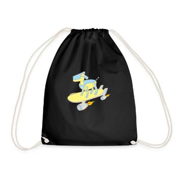 vintage dog robot skateboard - Drawstring Bag - black - Front