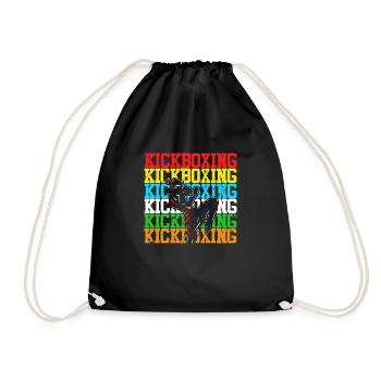 Colorful Kickboxing Fight Kickboxer MMA Sports - Drawstring Bag - black - Front