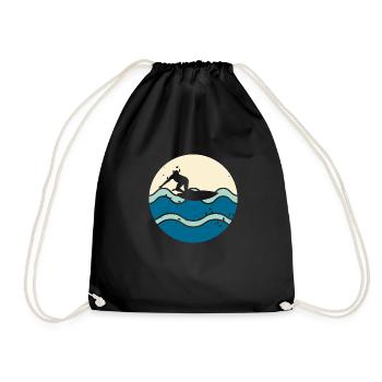 Vintage Classic Ride With The Wave Surfing - Drawstring Bag - black - Front
