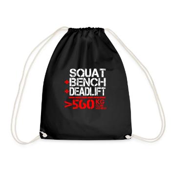 Powerlifting 560 kg Club Member - Drawstring Bag - black - Front