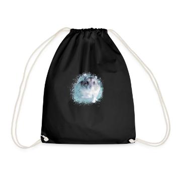 dwarf hamster,hamster,white,graffiti,painting - Drawstring Bag - black - Front