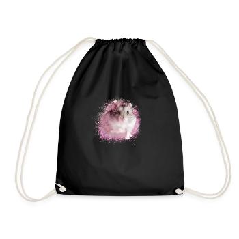 dwarf hamster,hamster,white,graffiti,painting,pink - Drawstring Bag - black - Front