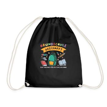 Grundschule Gaming Grundschule Abschluss Geschenk - Turnbeutel - Schwarz - Vorne