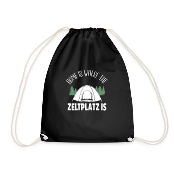 Camping Geschenkidee Camper Zelten Outdoor Natur - Turnbeutel - Schwarz - Vorne