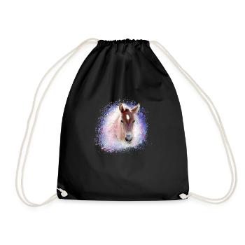 foal,horse,graffiti,painting,watercolor,pony,blue - Drawstring Bag - black - Front