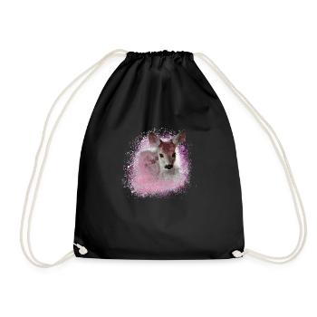 deer pink,wild,fawn,graffiti,bambi,fawn,foal - Drawstring Bag - black - Front