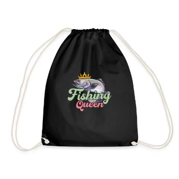 Fishing Queen Fisherman Angler - Drawstring Bag - black - Front